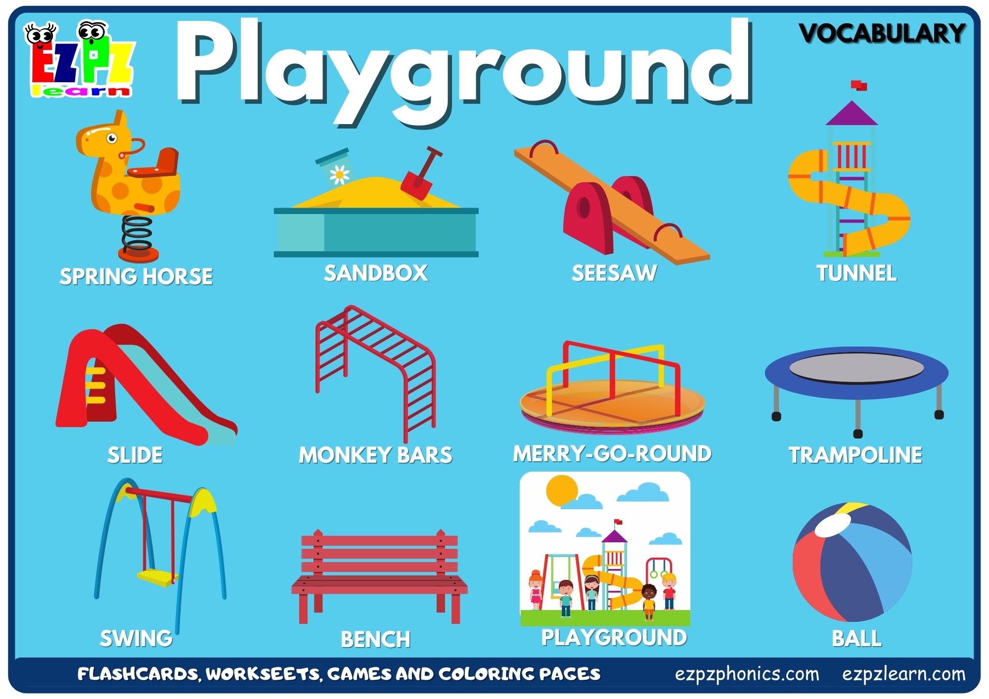 Playground Vocabulary Picture Dictionary Join Now for Free Flashcards, Worksheets and Coloring Pages